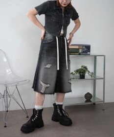 WEGO 【SMサイズ展開】ヴィンテージウォッシュダメージバギーハーフパンツ