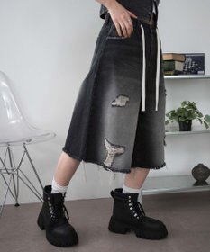 WEGO 【SMサイズ展開】ヴィンテージウォッシュダメージバギーハーフパンツ