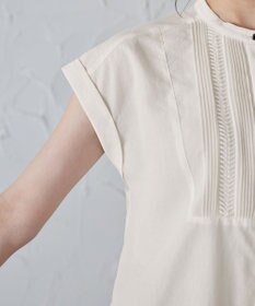 Tiaclasse 【洗える】フレンチスリーブピンタックブラウス