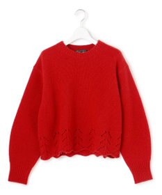 23区 L 【滝沢眞規子さん着用/洗える】レーシーヘムデザイン パフスリーブ ニット