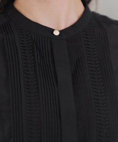 Tiaclasse 【洗える】フレンチスリーブピンタックブラウス