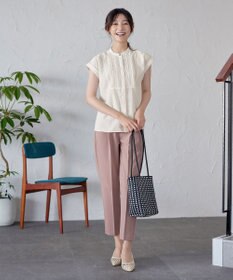 Tiaclasse 【洗える】フレンチスリーブピンタックブラウス