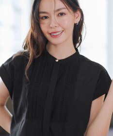 Tiaclasse 【洗える】フレンチスリーブピンタックブラウス