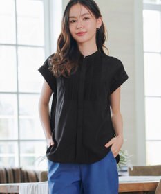 Tiaclasse 【洗える】フレンチスリーブピンタックブラウス