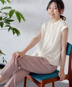 Tiaclasse 【洗える】フレンチスリーブピンタックブラウス
