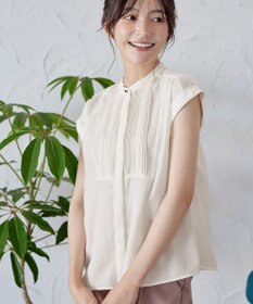 Tiaclasse 【洗える】フレンチスリーブピンタックブラウス