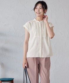 Tiaclasse 【洗える】フレンチスリーブピンタックブラウス