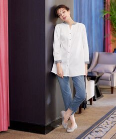 Tiaclasse 【洗える】クレリックシャツチュニックブラウス