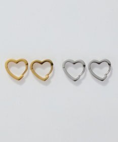 Phoebe 【金属アレルギー対応】ハートフープワンタッチピアス　ゴールド/サージカルステンレス