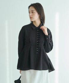 YECCA VECCA パールジャガードペプラムブラウス