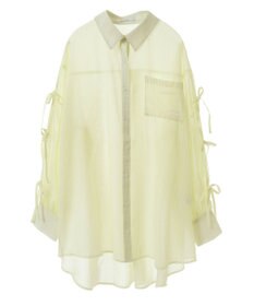 earth music&ecology 袖スリットリボンロングシャツ