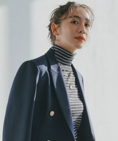 UNFILO L 【暖かさ＆着心地の良さで大ヒット】コットンカシミヤ タートルネックカットソー