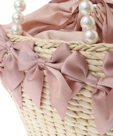 Maison de FLEUR パールハンドルメイズリボンカゴバッグ