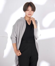 Tiaclasse L 【洗える】パフスリーブ透かし編みニットトップス