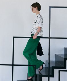 ICB ドライリネンストレッチ ワイドストレートパンツ