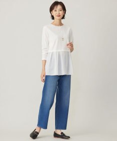 J.PRESS LADIES S 【洗える】裏起毛ストレッチ デニム パンツ