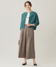 自由区 L 【洗える】ポリエステルホールガーメントボレロ ニット