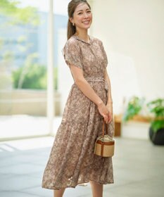 組曲 S 【WEB限定】フラワーボーダージャガードプリント ワンピース