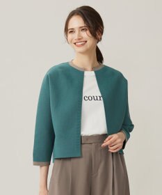 自由区 L 【洗える】ポリエステルホールガーメントボレロ ニット