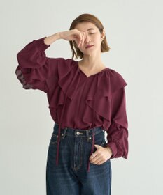 YECCA VECCA シアーラッフルブラウス