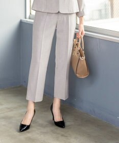 Tiaclasse 【セットアップ可・洗える】麻調薄地ストレートパンツ