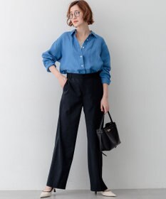 23区 リネンレーヨンストレッチ ワイドパンツ