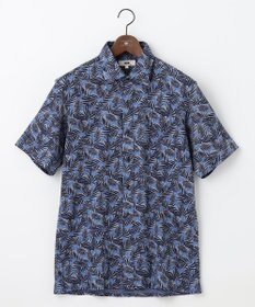 JOSEPH ABBOUD 【リネン素材/清涼感/吸水速乾】リネンハニカムプリント 半袖 シャツ