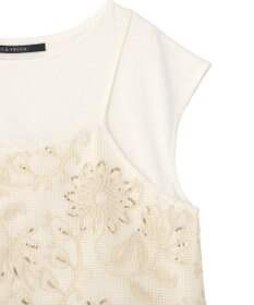YECCA VECCA 【2点SET】刺繍メッシュキャミセットコットンTee