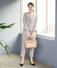 Tiaclasse 【セットアップ可・洗える】麻調薄地ストレートパンツ