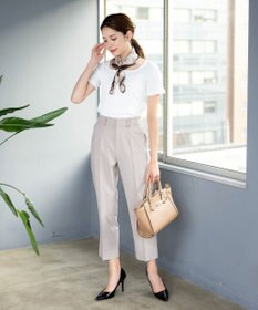 Tiaclasse 【セットアップ可・洗える】麻調薄地ストレートパンツ