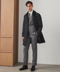 GOTAIRIKU ダウンライナー装着可【半裏仕様でより軽量】メランジシャンブレー ステンカラースプリングコート