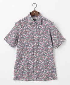 JOSEPH ABBOUD 【リネン素材/清涼感/吸水速乾】リネンハニカムプリント 半袖 シャツ