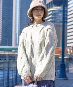 Tiaclasse 【洗える】ケーブルミックス編みニットトップス