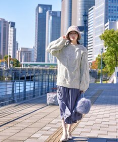 Tiaclasse 【洗える】ケーブルミックス編みニットトップス