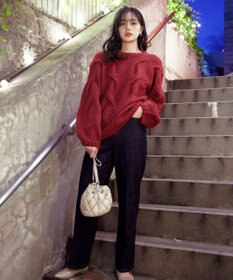 Tiaclasse 【洗える】ケーブルミックス編みニットトップス