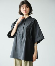 #Newans 【洗える/セットアップ可能】ハシゴレースビブデザインシャツ