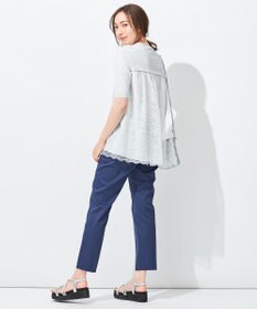 自由区 【洗える】クレープストレッチ バックレース ニット