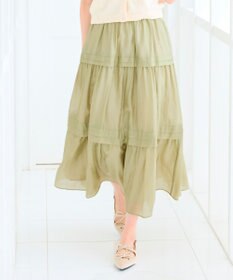 Feroux 【洗える】タックデザインティアードスカート