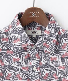 JOSEPH ABBOUD 【リネン素材/清涼感/吸水速乾】リネンハニカムプリント 半袖 シャツ