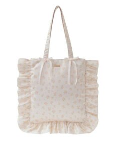 Maison de FLEUR ローズプリントフリルトートバッグ