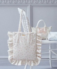 Maison de FLEUR ローズプリントフリルトートバッグ
