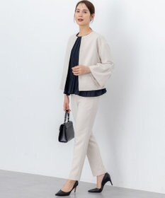 組曲 L 【KUMIKYOKU NAVY】コンフォータブルドレープ フリルテーパードパンツ