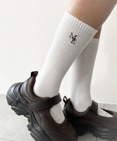 WEGO 刺繍ロゴローゲージゆるリブソックス