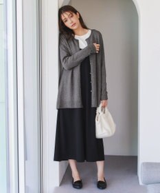 Tiaclasse 【洗える】ラウンドネックミドル丈ニットカーディガン