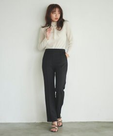 Feroux 【洗える】美シルエットストレッチセミフレア パンツ