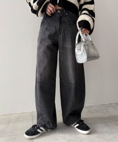 WEGO カーブラインバレルレッグデニムパンツ