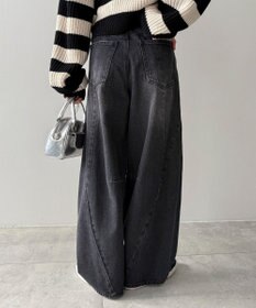 WEGO カーブラインバレルレッグデニムパンツ