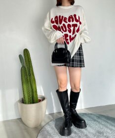 WEGO グラフィックBIGニットプルオーバー