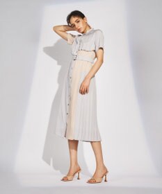 GRACE CONTINENTAL プリーツ配色ワンピース