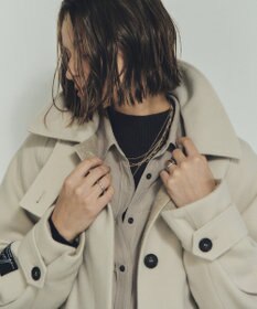 YECCA VECCA ウール混ステンカラーロングコート